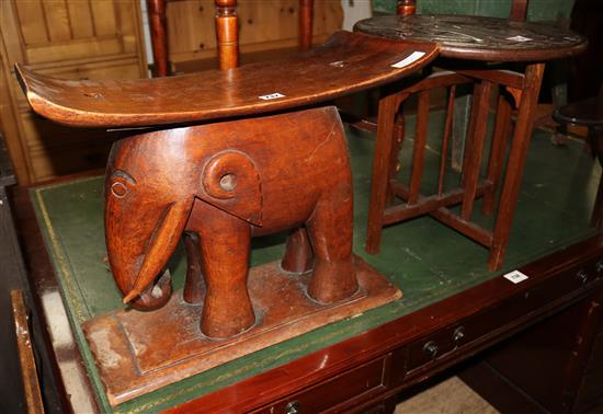 West African elephant stool and a carved top table